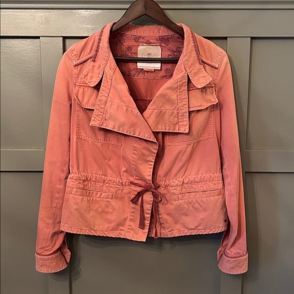 Anthropologie Hei Hei Anorak Jacket Drawstring Button Front Melon Pink Small - Picture 4 of 10